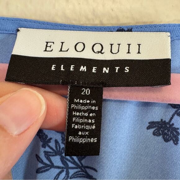 Eloquii Blue Floral Peplum Midi Dress Womens 20 Long Sleeve Modest Casual Boho - Picture 3 of 8